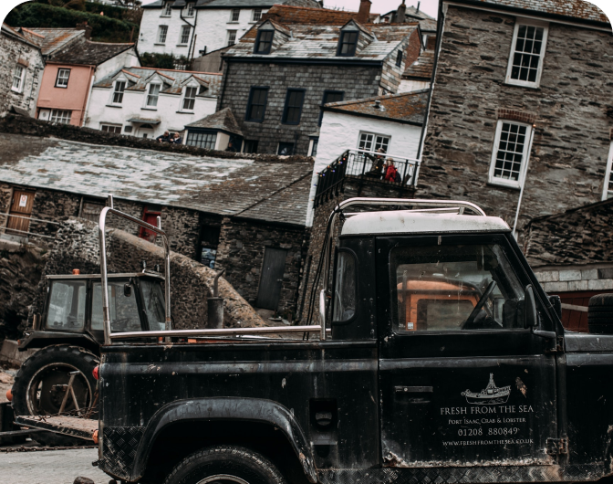 A car in a town background